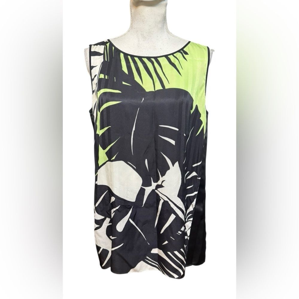LAFAYETTE 148‎ TUNIC TANK SIZE 10 leaf print 100% silk